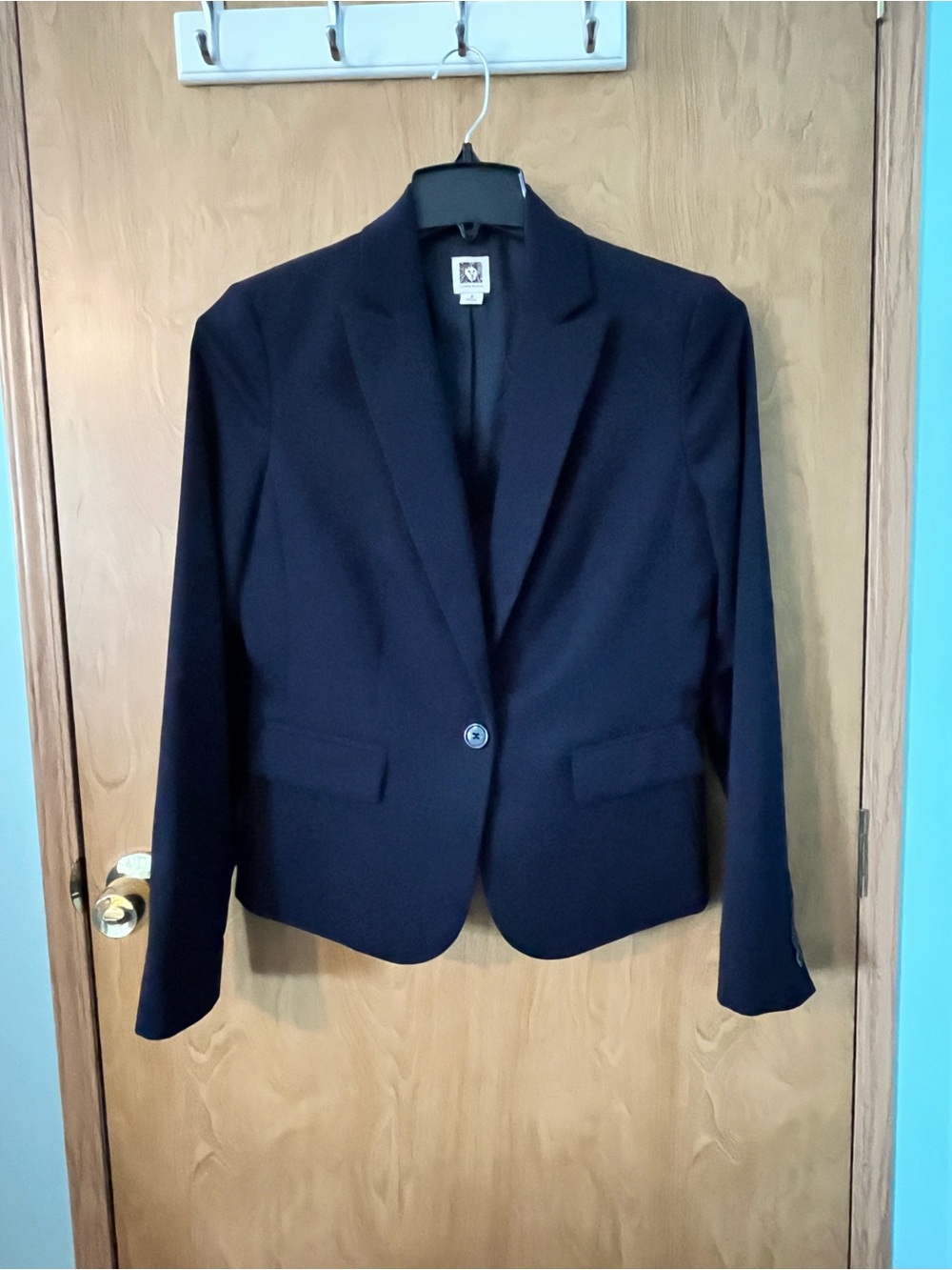 Anne Klein Women’s Navy Single-Button Lined Blazer Tailored Jacket Size 8 EUC